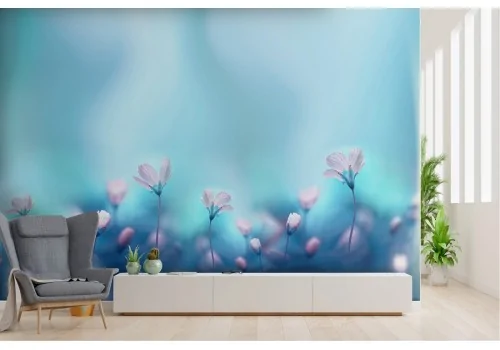 Wallpaper grass pink flowers abstract nature