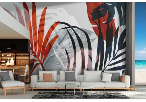 Tropical stylized plants wallpaper