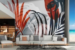 Tropical stylized plants wallpaper