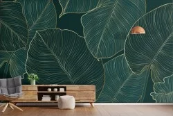 Tropical green large leaves nature wallpaper