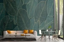Tropical green large leaves nature wallpaper