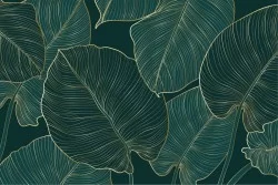 Wallpaper Design and Styles Flora and Fauna Tropical Luxury Leaves