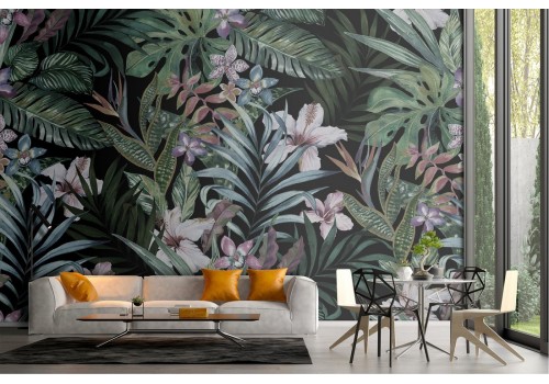 Wallpaper illustration leaves and flowers nature 2