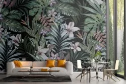 Wallpaper illustration leaves and flowers nature