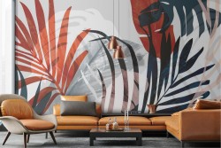 Tropical stylized plants wallpaper