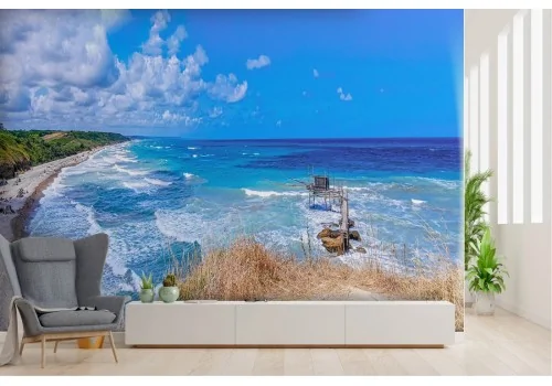 Carta da Parati spiaggia con trabocco vista mare paesaggio