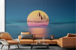 Wallpaper sunset on the sea landscape
