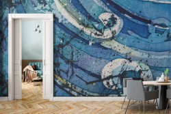 Abstract wave modern painted wallpaper