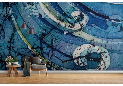 Abstract wave modern painted wallpaper 2