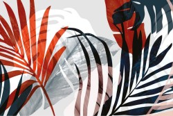 Wallpaper Design and Styles Flora and Fauna Modern Stylized Tropical Leaves