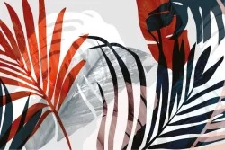 Wallpaper Design and Styles Flora and Fauna Modern Stylized Tropical Leaves