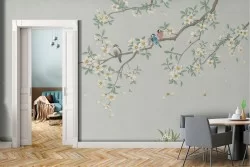 Carta da Parati Alberi animali Fiori Foglie