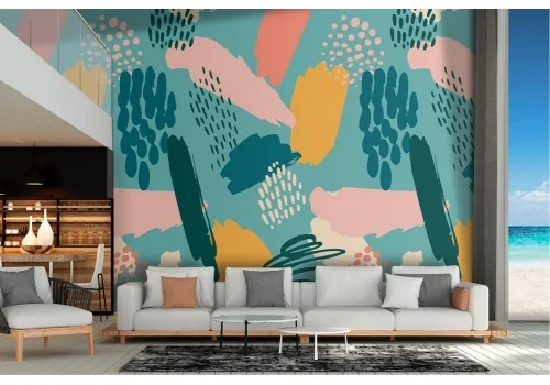 '70s Abstract Colored Stains Wallpaper