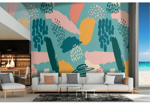 Carta da Parati macchie colori astratte anni '70