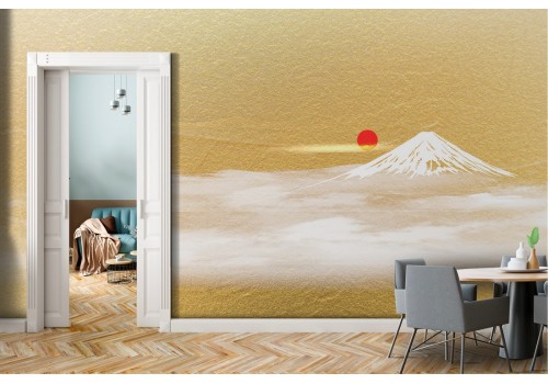 Mount Fuji Japan Abstract Gold Landscape Wallpaper