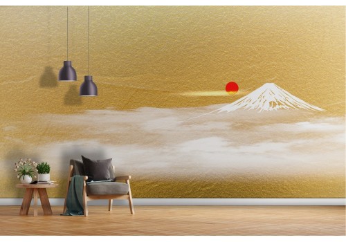 Mount Fuji Japan Abstract Gold Landscape Wallpaper 2