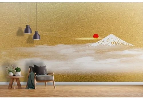 Mount Fuji Japan Abstract Gold Landscape Wallpaper 2