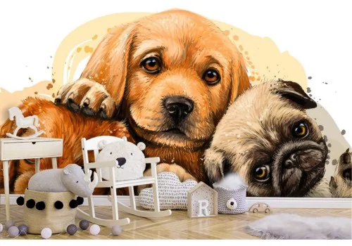 Carta da Parati cagnolini animali bambini