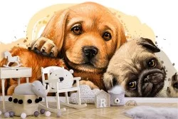 Carta da Parati cagnolini animali bambini