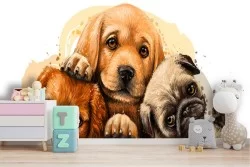 Carta da Parati cagnolini animali bambini