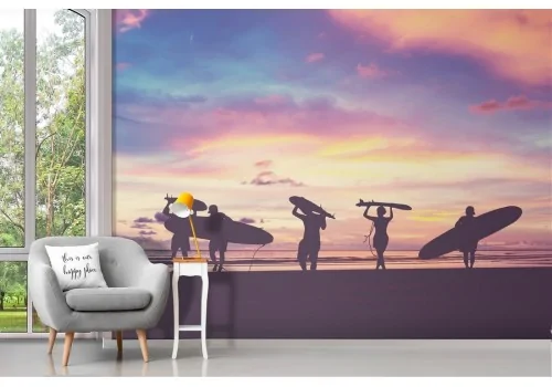 Carta da Parati surf al tramonto paesaggio spiaggia 2