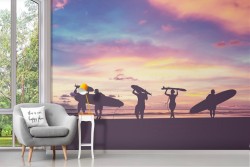 Carta da Parati surf al tramonto paesaggio spiaggia