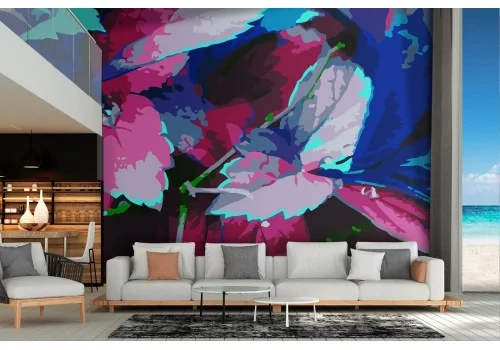 Wallpaper abstract leaves neon colors modern nature