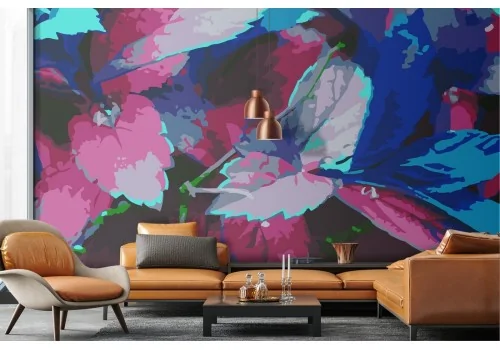 Abstract leaves wallpaper in neon colors modern nature 2