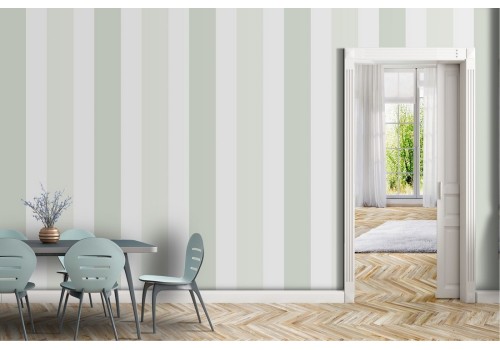 Classic green and white striped wallpaper 2