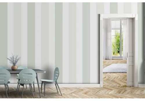 Classic green and white striped wallpaper 2