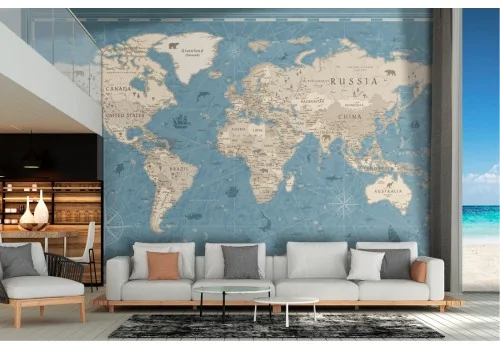 Carta da Parati mappa geografica dettagliata scritte e animali