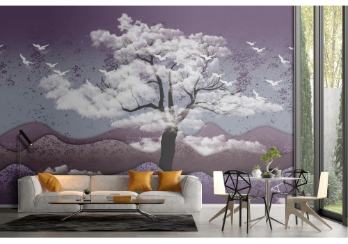 Abstract landscape wallpaper with tree