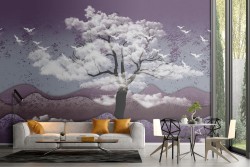 Abstract landscape wallpaper with tree