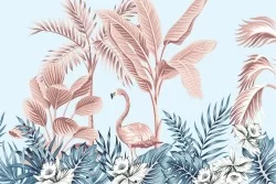 Wallpaper Design and Styles Flora and Fauna Animals Abstract Tropical Leaves