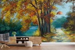 Carta da Parati Dipinti e Acquerelli Foreste e Alberi Natura