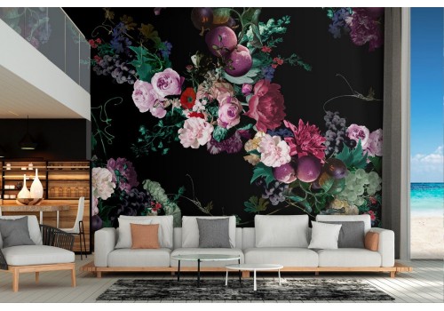 Wallpaper flowers and fruits nature composition