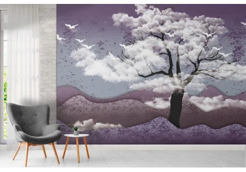 Carta da Parati paesaggio astratto con albero 2