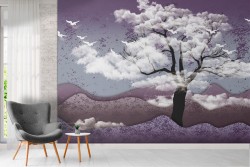 Abstract landscape wallpaper with tree