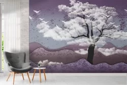 Abstract landscape wallpaper with tree
