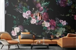 Wallpaper flowers and fruits nature composition