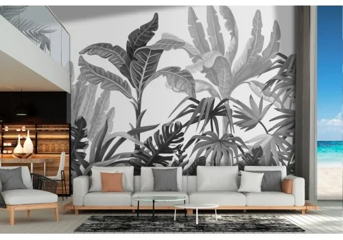 Tropical leaves and palms nature design wallpaper