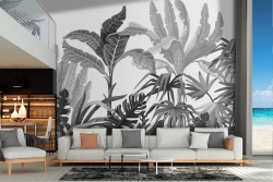 Tropical leaves and palm nature design wallpaper