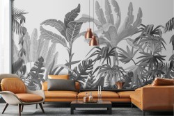 Tropical leaves and palm nature design wallpaper