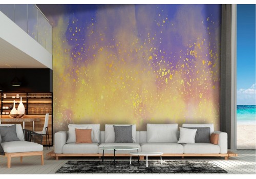 Abstract gold and blue painted wallpaper