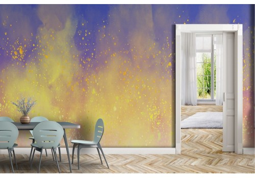 Abstract gold and blue painted wallpaper 2