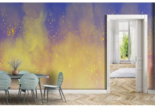 Abstract gold and blue painted wallpaper 2