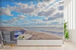 Beach wallpaper with windsurfing landscape