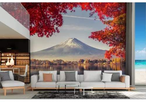 Carta da Parati montagna con lago paesaggio