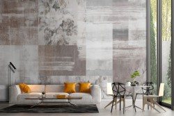 Carta da Parati cemento superficie con fiori dipinti