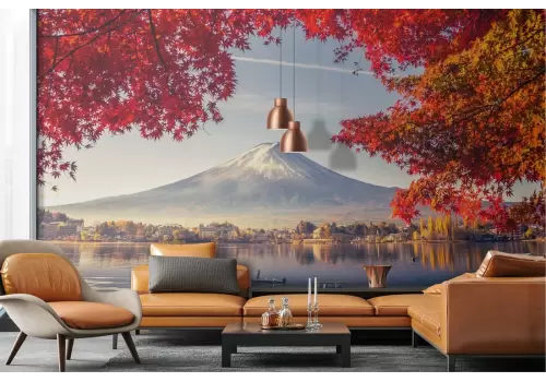 Carta da Parati montagna con lago paesaggio 2